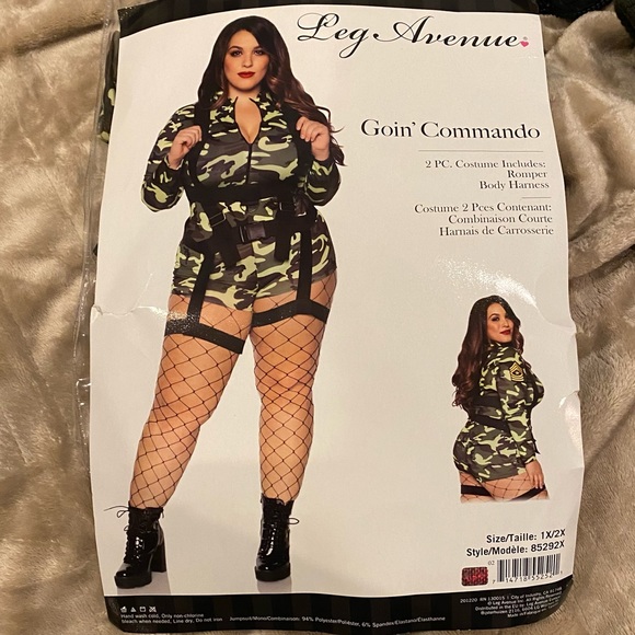 Leg Avenue Goin’ Commando 2 Piece Costume Set NWT - Size 1X/2X